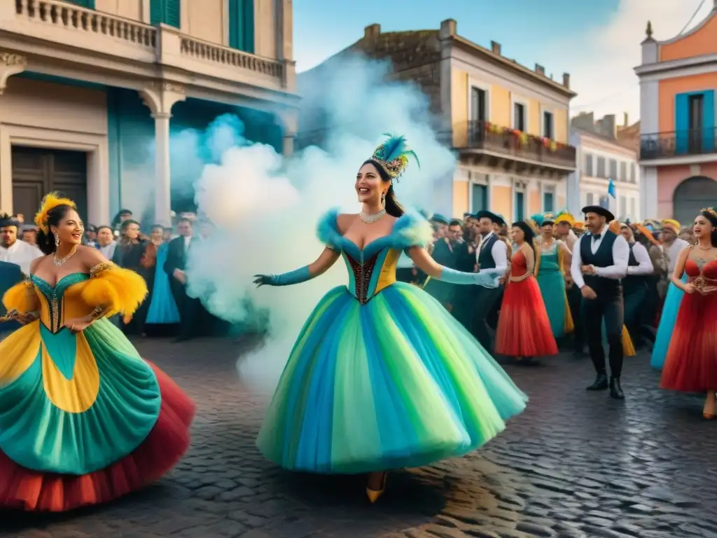 Desfile de murgas uruguayas con influencia de Alfredo Zitarrosa, en un vibrante carnaval en Uruguay