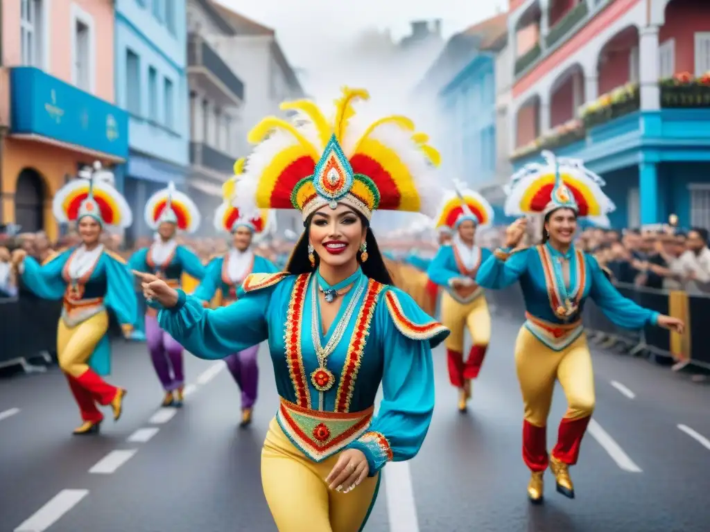 Un desfile vibrante de bailarines en el Carnaval de Uruguay