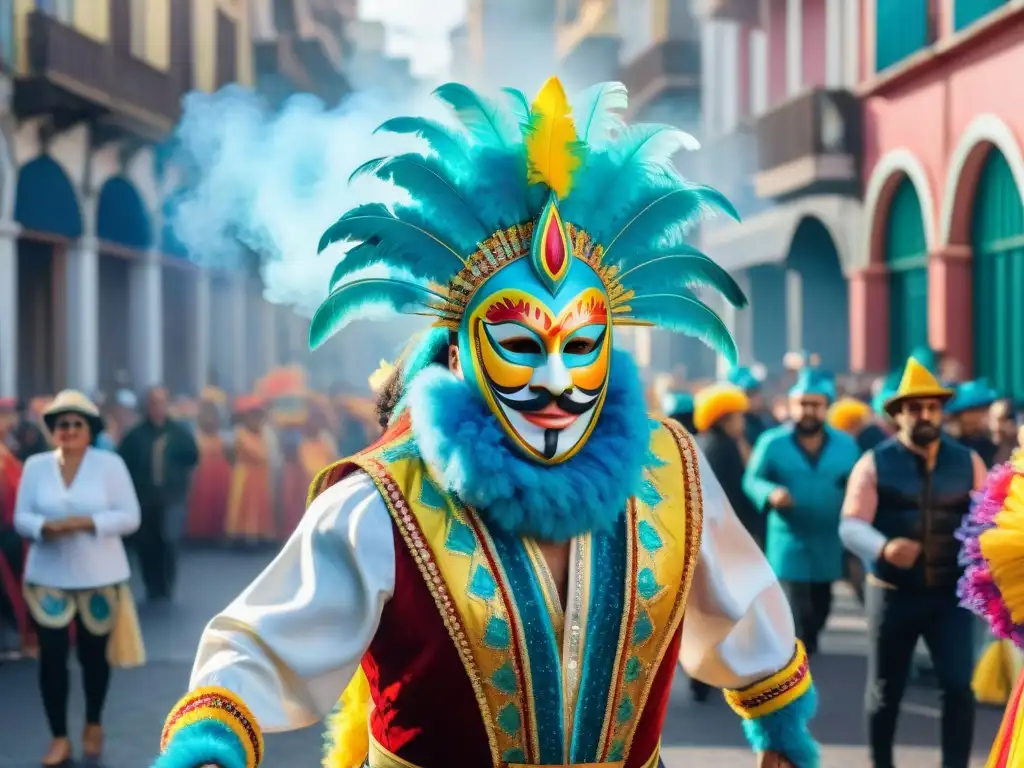 Un desfile vibrante durante el Carnaval en Montevideo, Uruguay