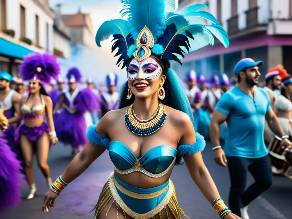 Desfile vibrante en Uruguay durante el Carnaval