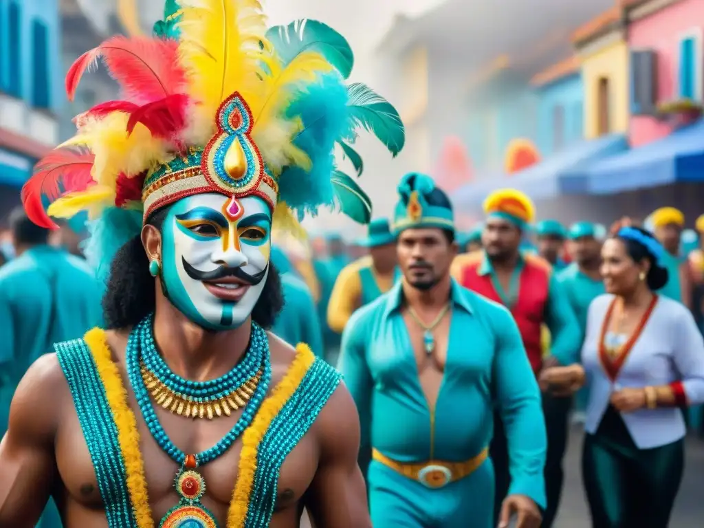 Desfile vibrante de Carnaval en Uruguay con artistas afrouruguayos y energía festiva