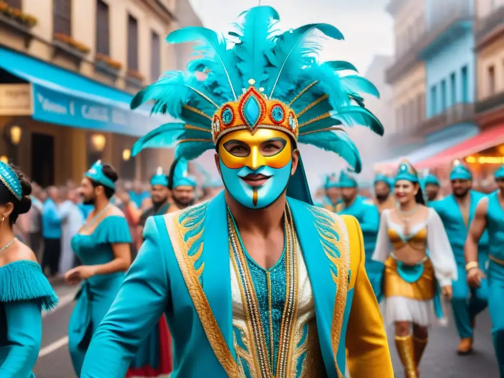 Desfile vibrante de carnaval en Uruguay con danzas y música