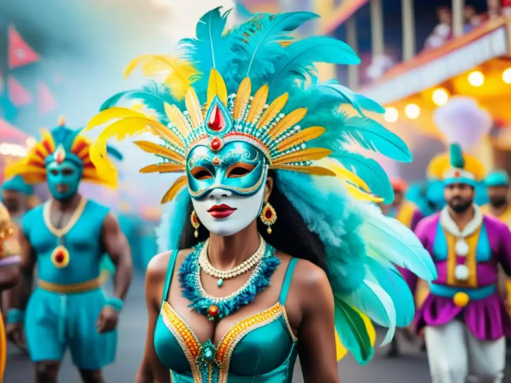 Un desfile vibrante de Carnaval con directores en cortometrajes de Carnaval, lleno de color y energía festiva