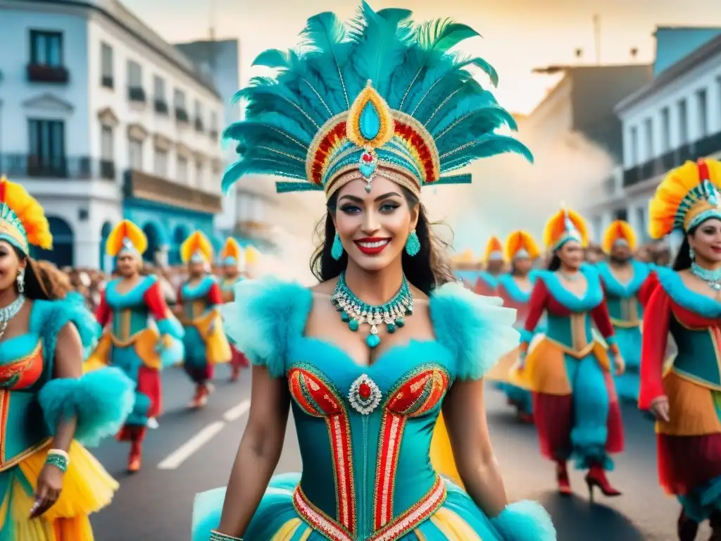 Desfile vibrante de Carnaval en Uruguay con moda sostenible