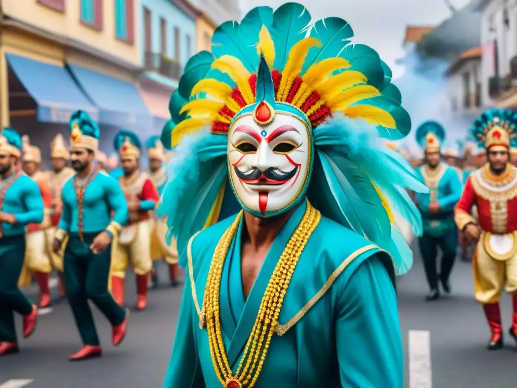 Desfile vibrante en Carnaval Uruguayo con filtros Snapchat