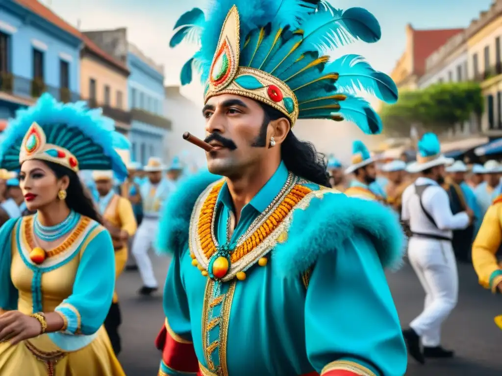 Desfile vibrante en el Carnaval Uruguayo, fusionando innovación con tradición