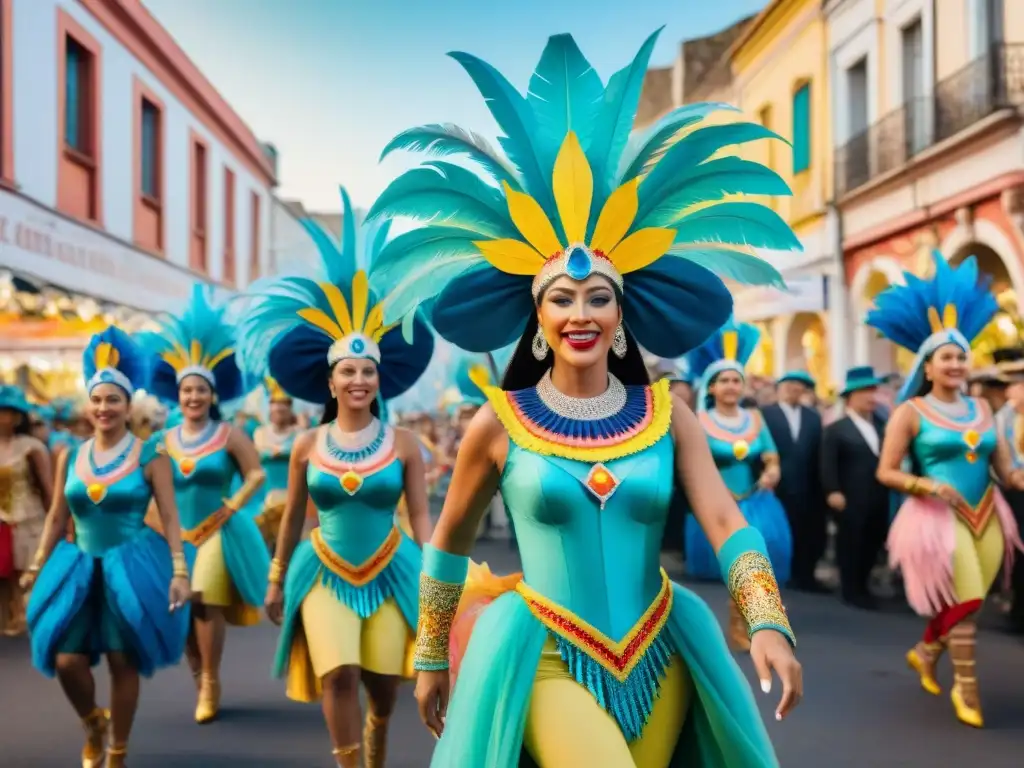 Desfile vibrante en Carnaval: vestuario reciclado de Uruguay