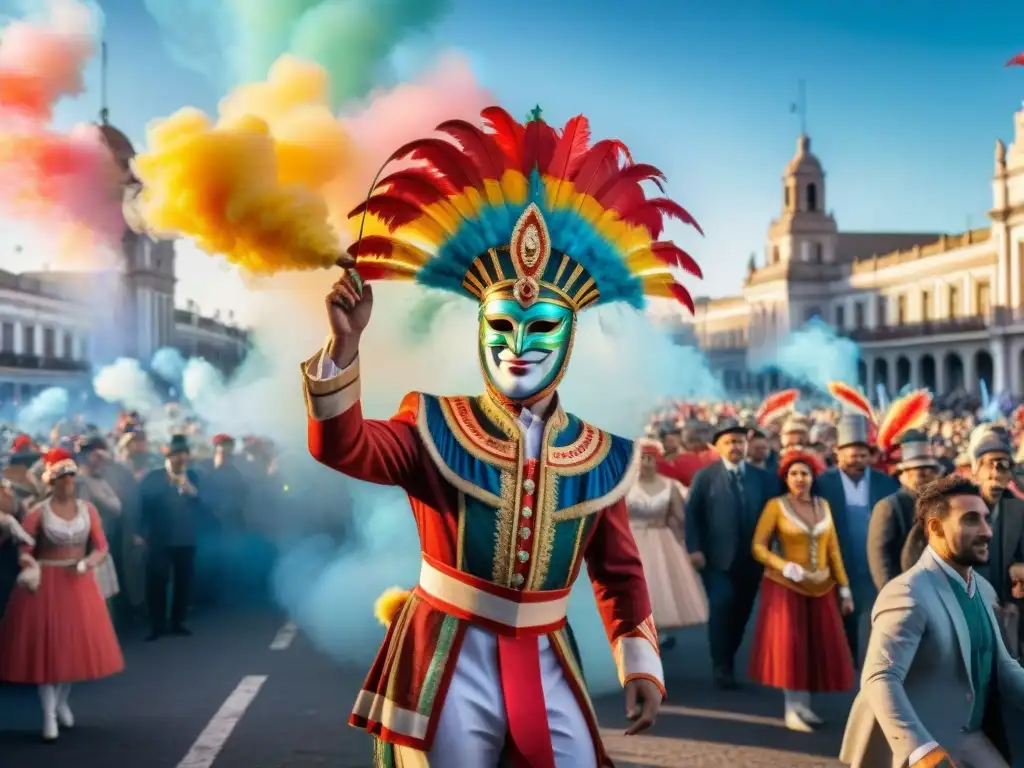 Desfile vibrante y colorido del Carnaval Uruguayo, atrayendo turismo internacional