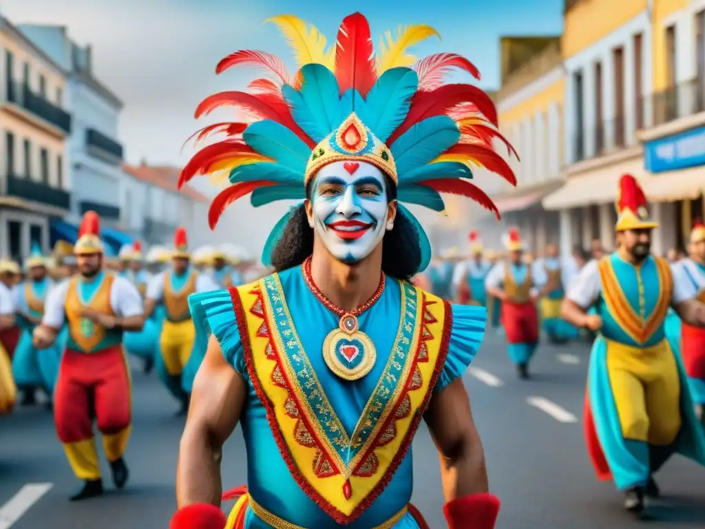 Deslumbrante carnaval en Uruguay con floats y danzas tradicionales, enérgico y colorido