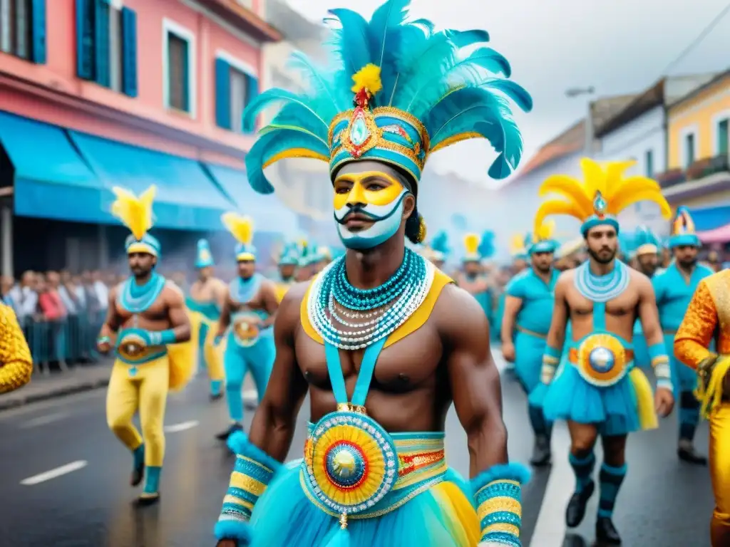 Deslumbrante Carnaval en Uruguay con participantes y dispositivos de monitoreo de salud