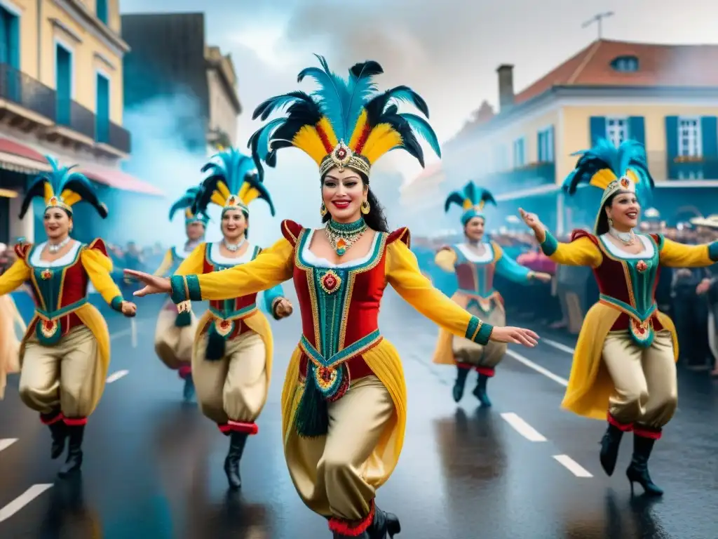 Deslumbrante Carnaval en Uruguay con Técnicas avanzadas de danza y coloridos trajes en vibrante desfile