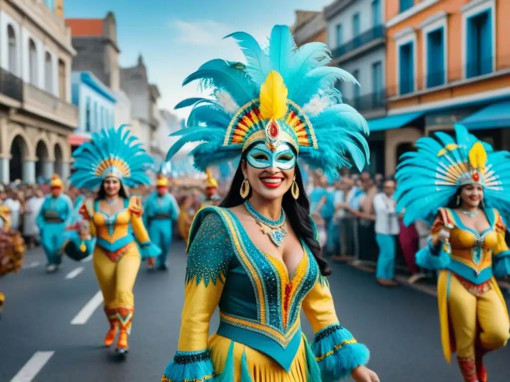 Deslumbrante Carnaval Uruguayo festivales internacionales en acuarela detallada