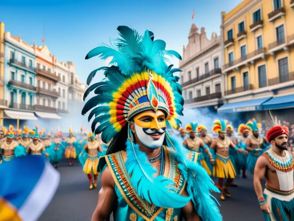 Deslumbrante Carnaval Uruguayo: historias fascinantes en una calle de Montevideo durante la celebración festiva y colorida