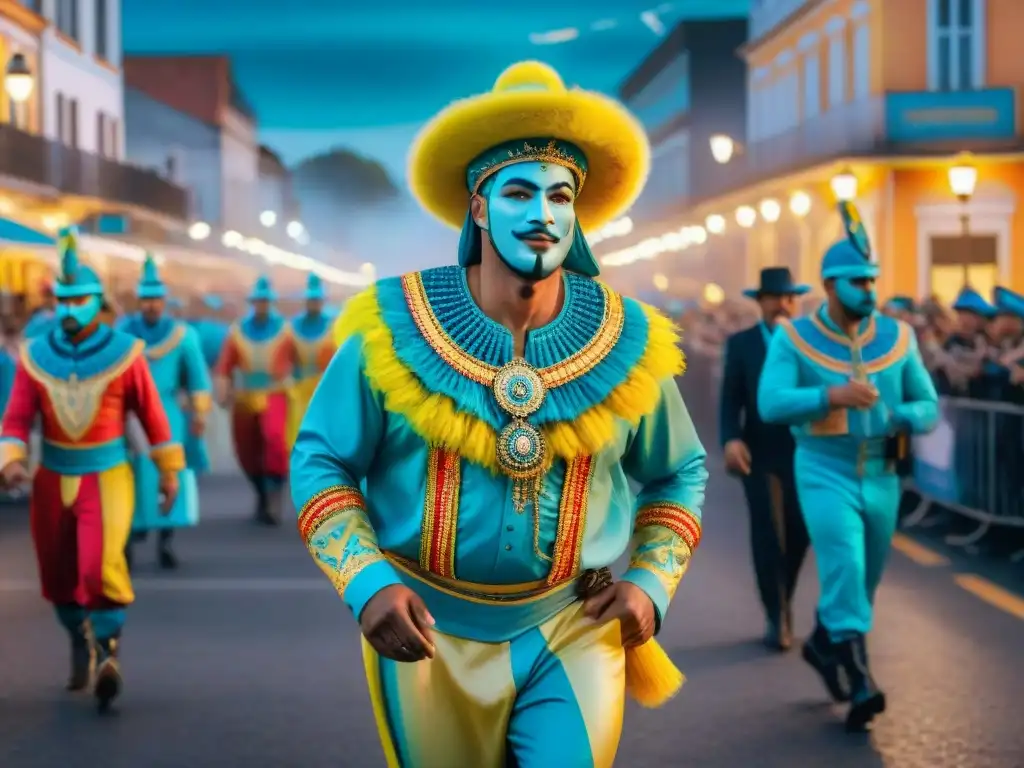 Deslumbrante Carnaval uruguayo fusiona tecnología en desfile vibrante con floats y danzas en trajes tradicionales