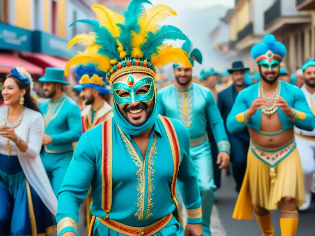 Deslumbrante Carnaval Uruguayo con trajes coloridos y música tradicional, paquetes familiares