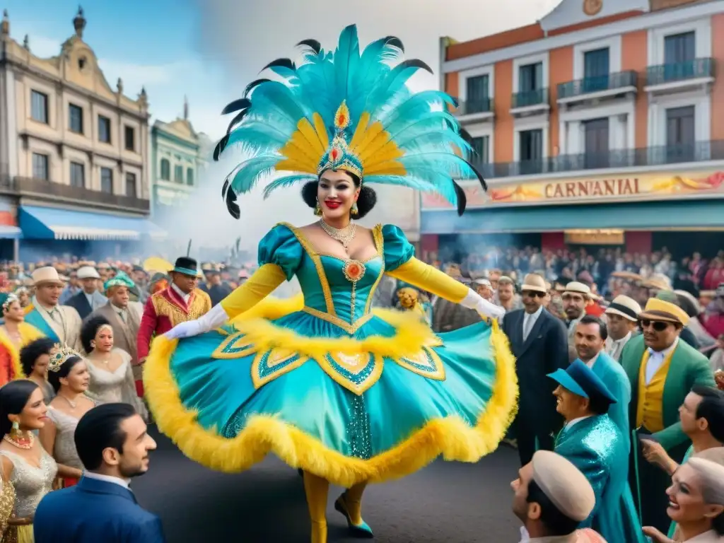 Deslumbrante comparsa del Carnaval en Montevideo durante los años 50, historia del Carnaval Uruguayo en imágenes