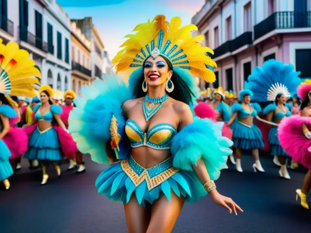 Deslumbrante desfile de bailarines con trajes tecnológicos en el Carnaval de Uruguay