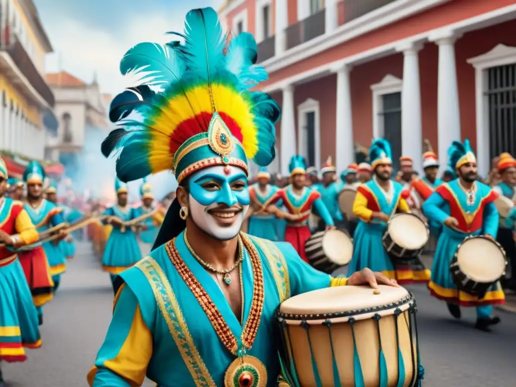 Deslumbrante desfile de candombe en el Carnaval Uruguayo, inspiración raíces culturales