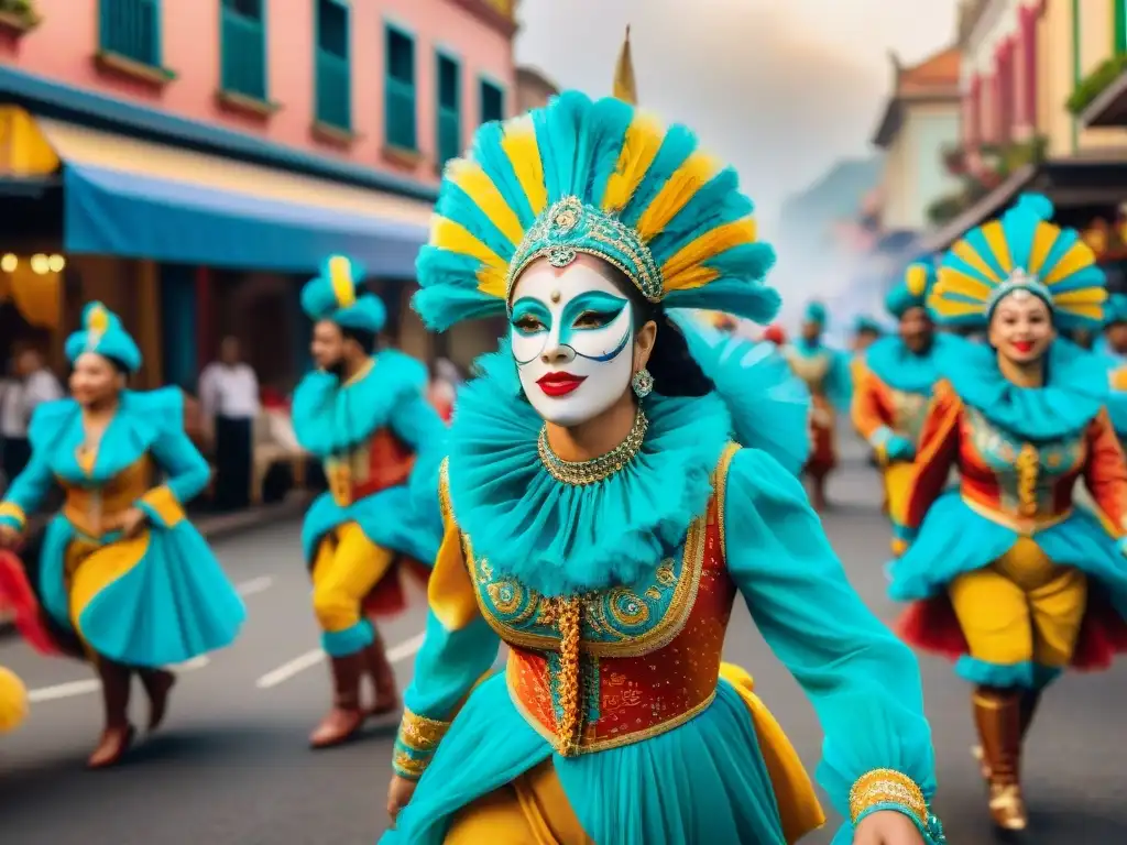 Deslumbrante desfile de Carnaval con bailarines y nutrición para bailarines en Carnaval