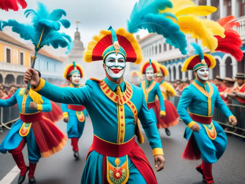 Deslumbrante desfile de Carnaval en Uruguay con bailarines coloridos