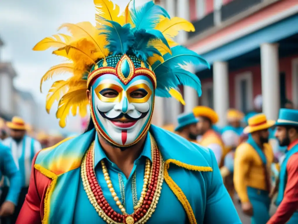 Deslumbrante desfile de Carnaval en Uruguay con carros coloridos y bailarines energéticos