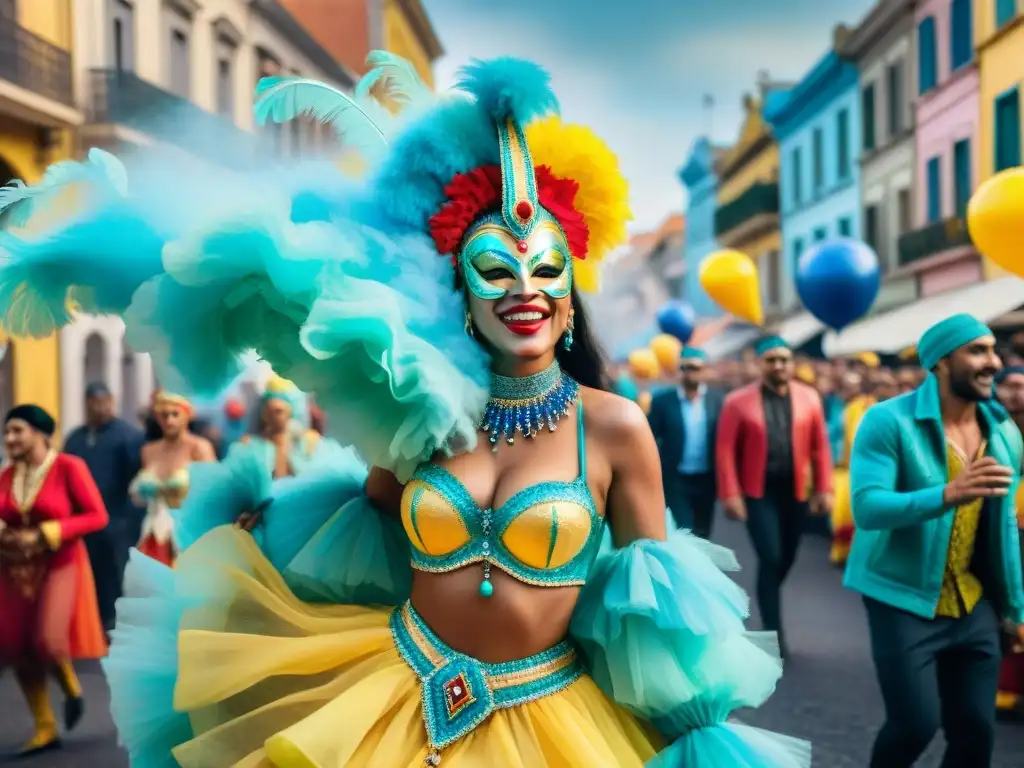 Deslumbrante desfile de Carnaval en Uruguay, con carrozas, bailarines y músicos