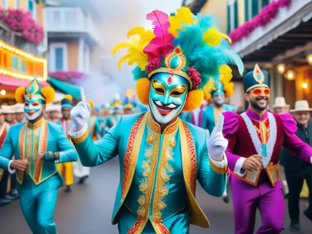 Deslumbrante desfile de carnaval con colores y disfraces elaborados