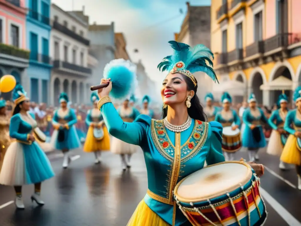 Deslumbrante desfile de carnaval en Uruguay con comparsas y música tradicional