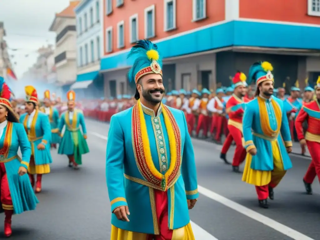 Deslumbrante desfile de Carnaval en Uruguay, con danzas, carros y espectadores emocionados