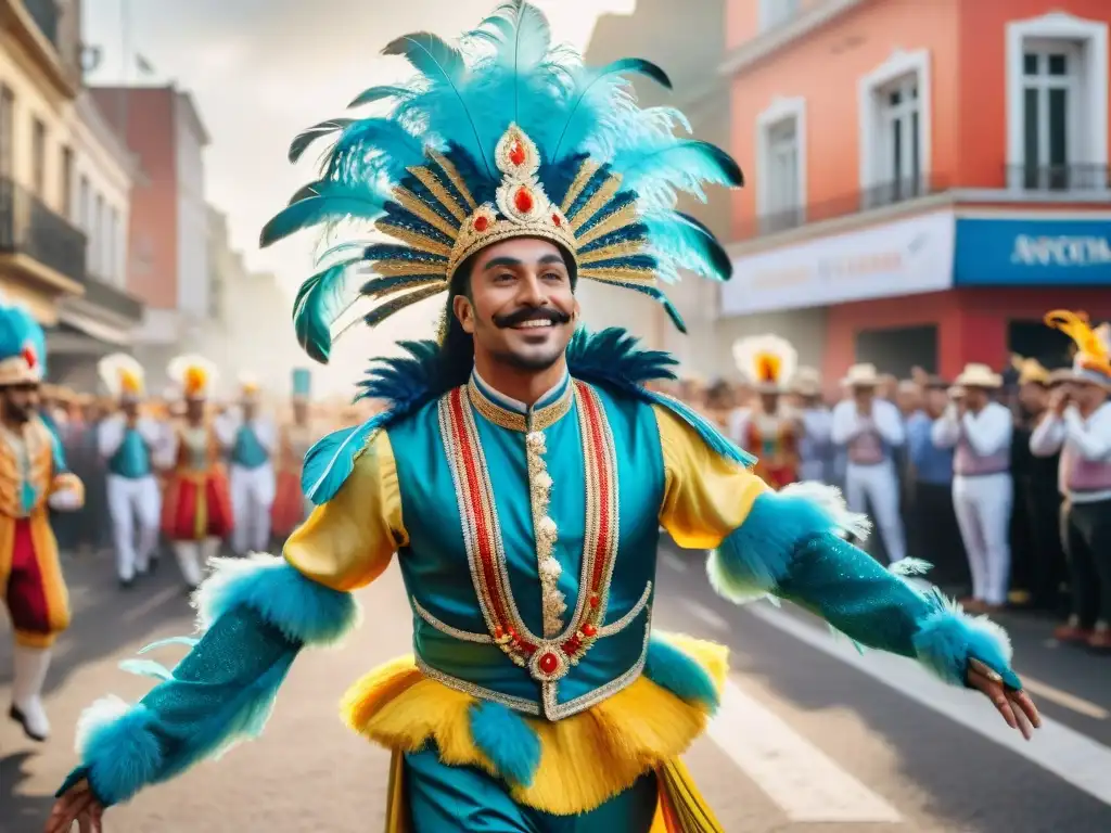 Deslumbrante desfile de Carnaval en Uruguay con diseños de vestuario coloridos y detallados