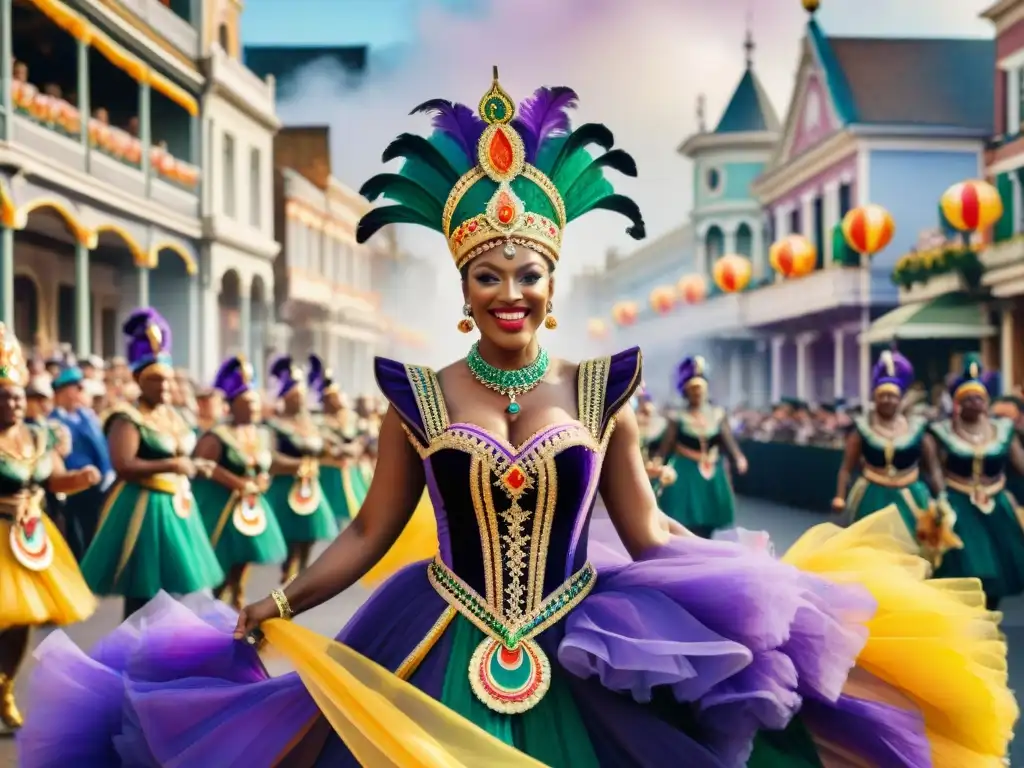 Deslumbrante desfile de Carnaval con elección de tonos en vibrantes trajes y decoración festiva