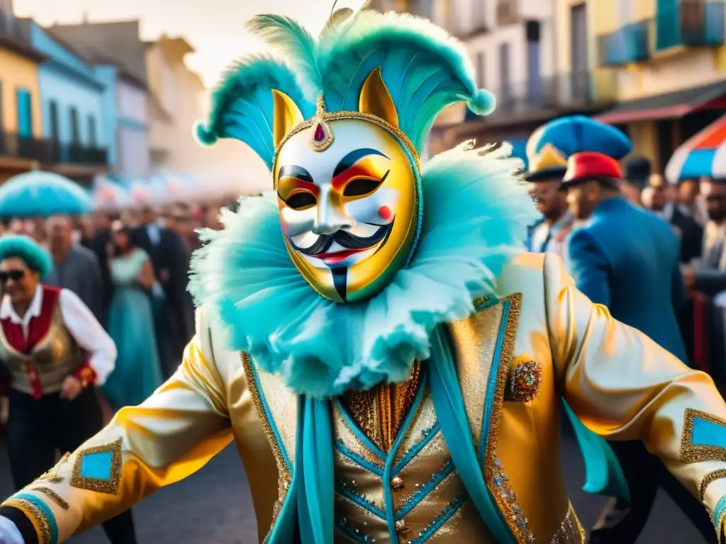 Deslumbrante desfile de Carnaval en Uruguay con máscaras y trajes coloridos