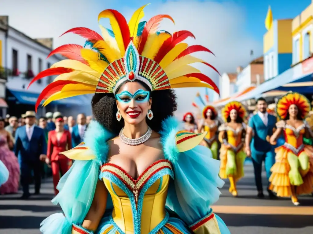 Deslumbrante desfile de carnaval en Uruguay con moda sostenible y coloridos trajes