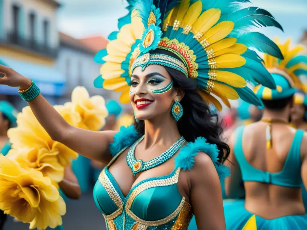 Deslumbrante desfile de carnaval en Uruguay con samba y residuo cero escuelas samba Uruguay