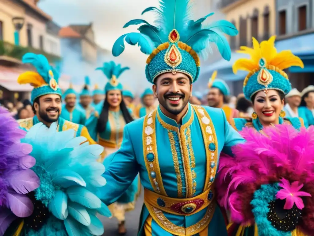 Deslumbrante desfile de Carnaval en Uruguay, con trajes coloridos y detallados