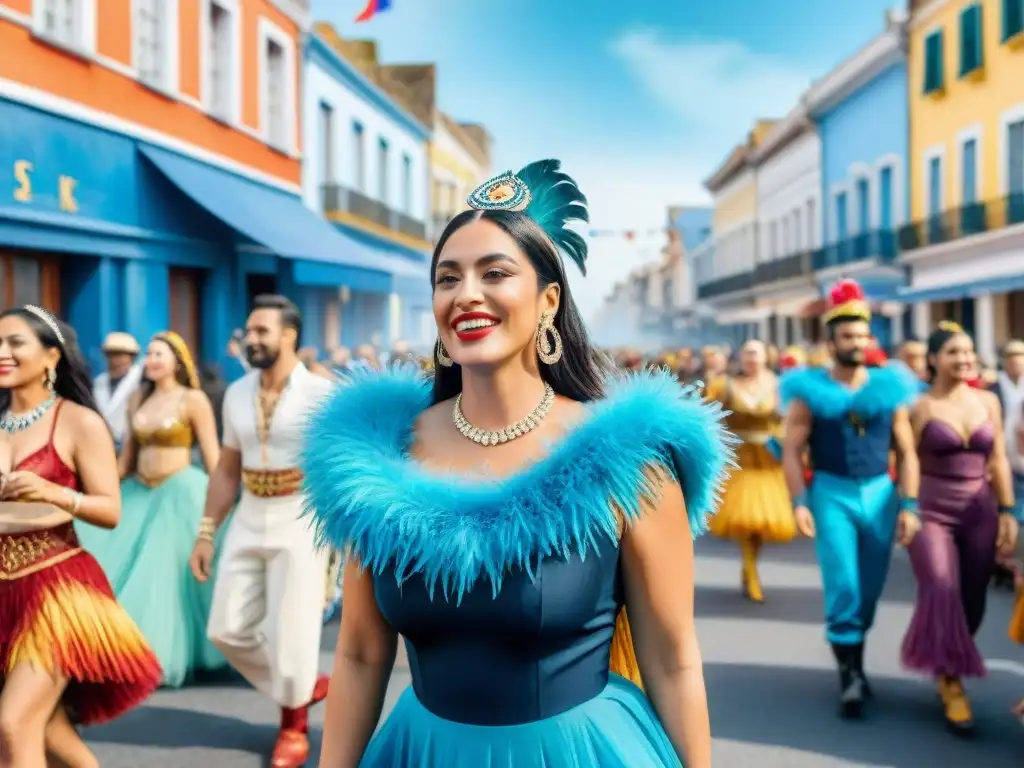 Deslumbrante desfile de Carnaval en Uruguay con trajes artesanales y vibrantes colores