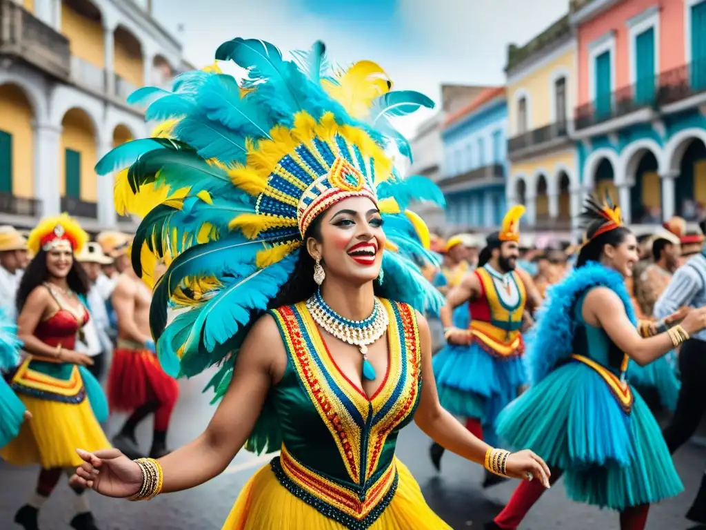 Deslumbrante desfile de Carnaval en Uruguay con trajes de Carnaval preservando historia