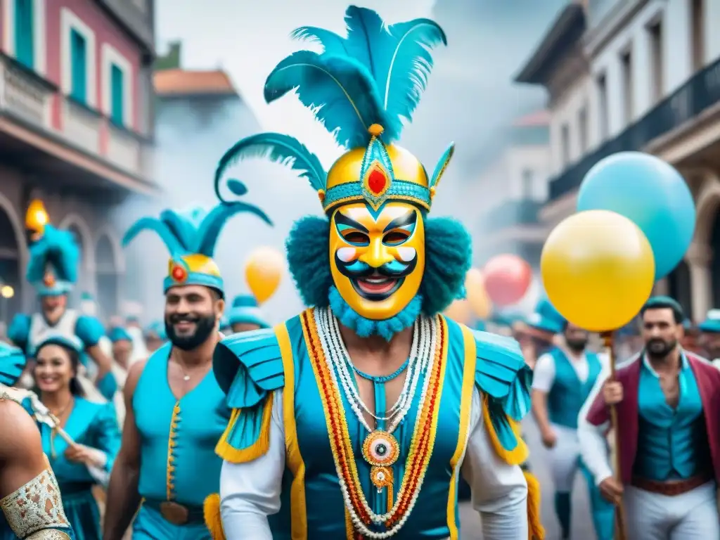 Deslumbrante desfile de Carnaval Uruguayo con diseños y colores vibrantes