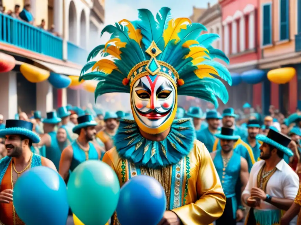 Deslumbrante desfile de Carnaval Uruguayo con detalles y símbolos tradicionales, danzas y arquitectura urbana