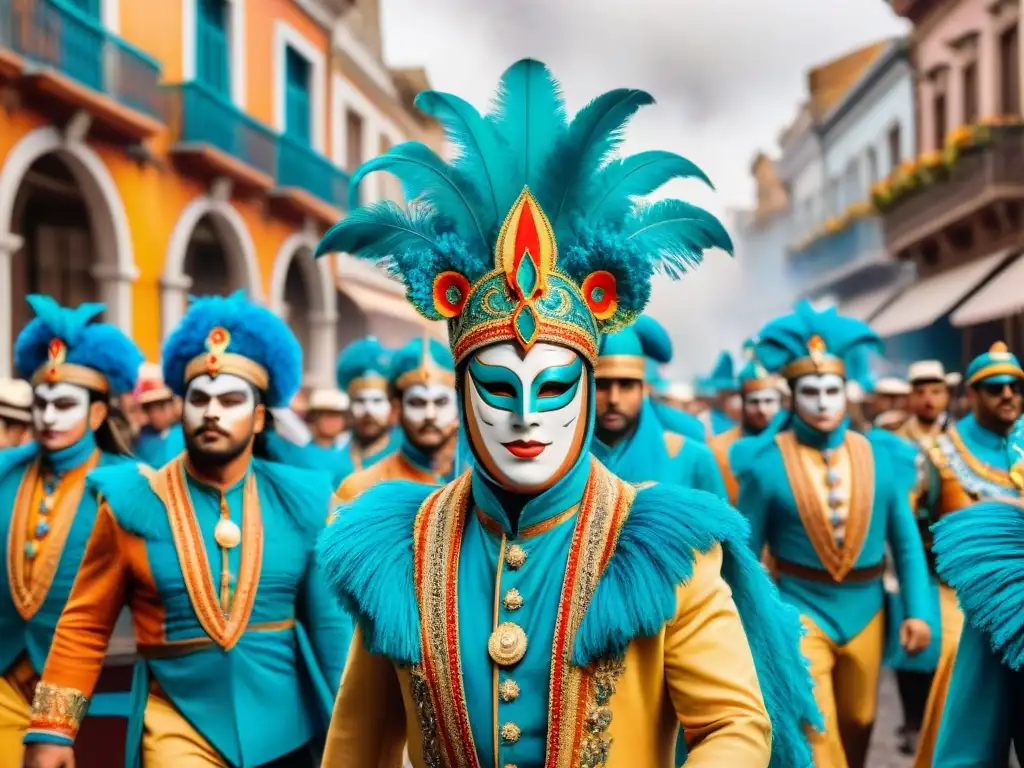 Deslumbrante desfile en Carnaval Uruguayo con artistas y mascaradas