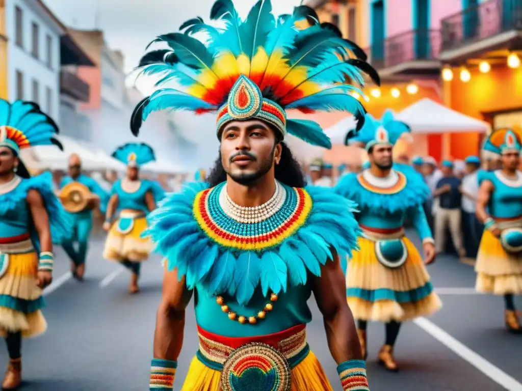 Deslumbrante desfile de comparsas en el Carnaval Uruguayo, con danzarines y tambores de candombe