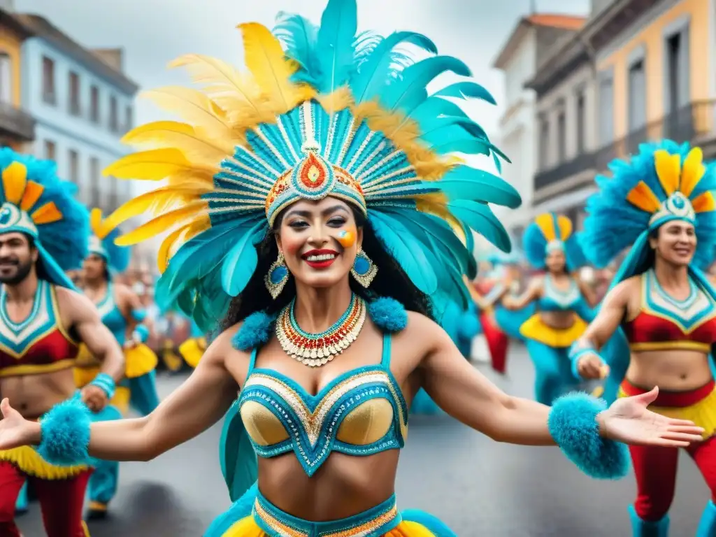 Deslumbrante desfile de comparsas en Uruguay, reflejando la energía del Carnaval