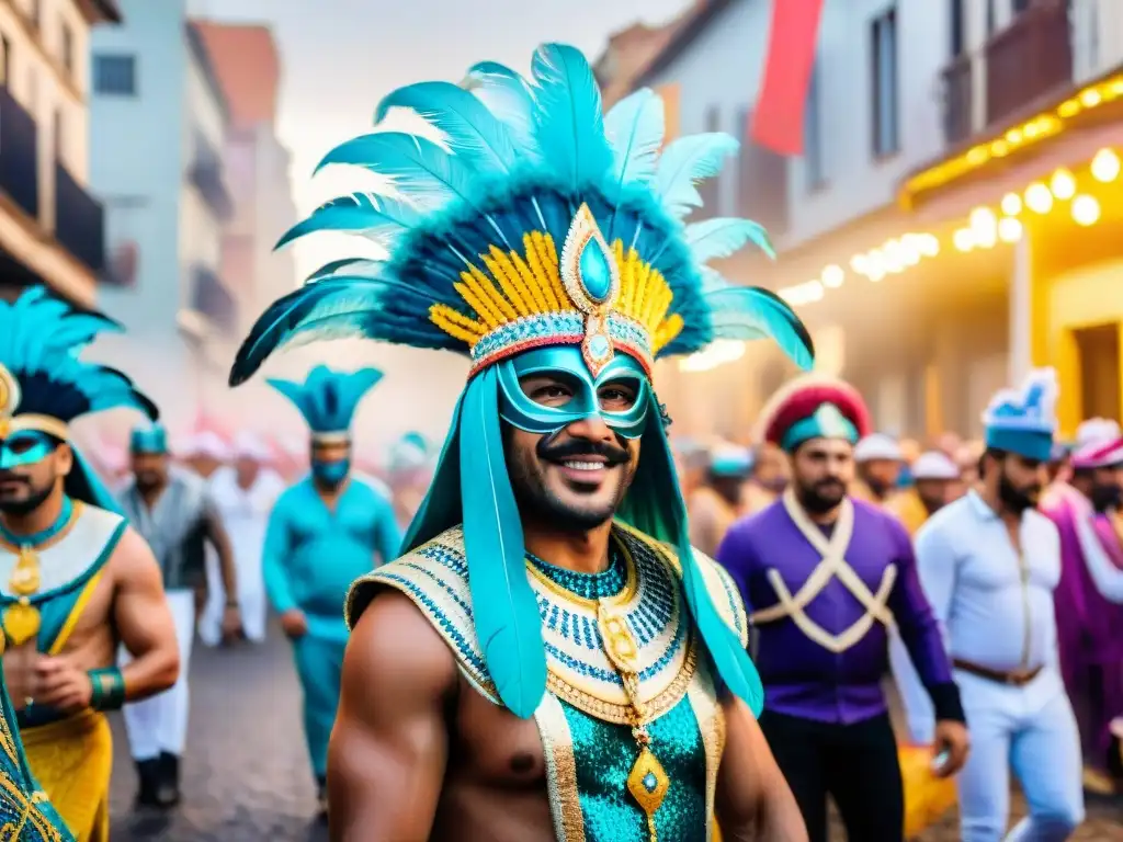 Deslumbrante diseño de vestuario en el Carnaval Uruguayo, con coloridos trajes y detalles elaborados