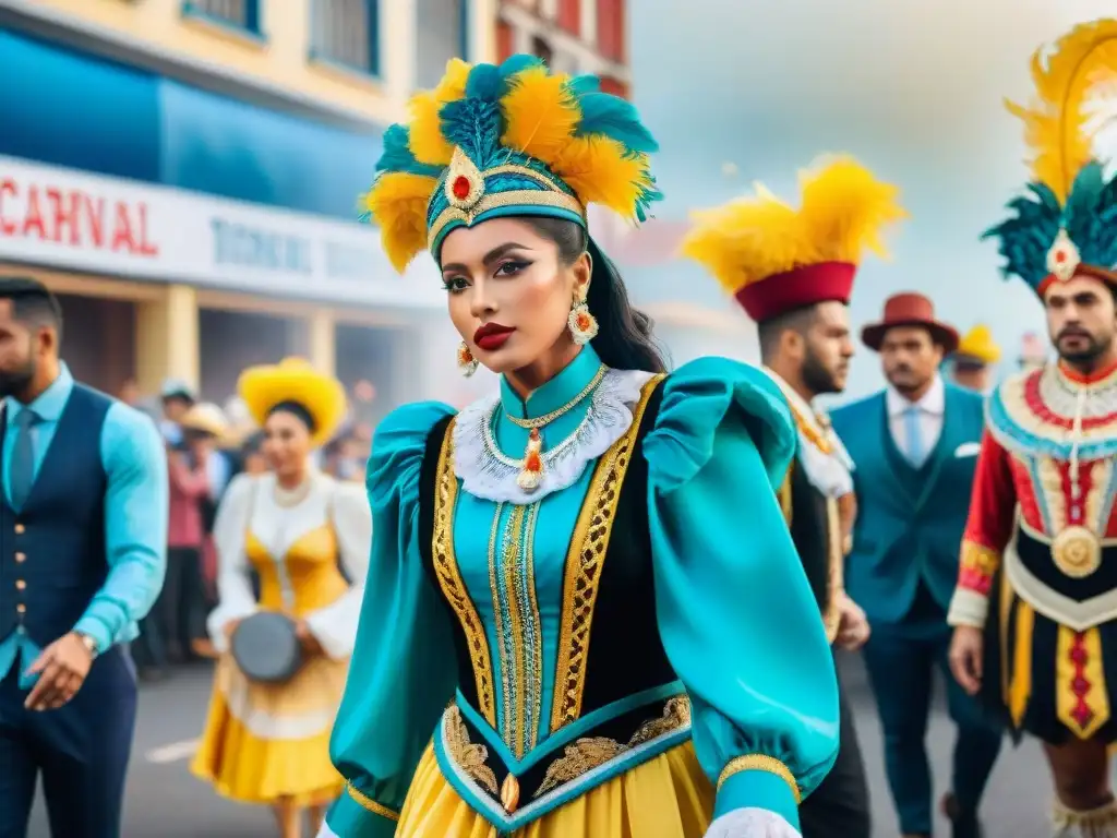 Deslumbrante diseño de vestuario en Carnaval de diversas culturas en un vibrante desfile internacional