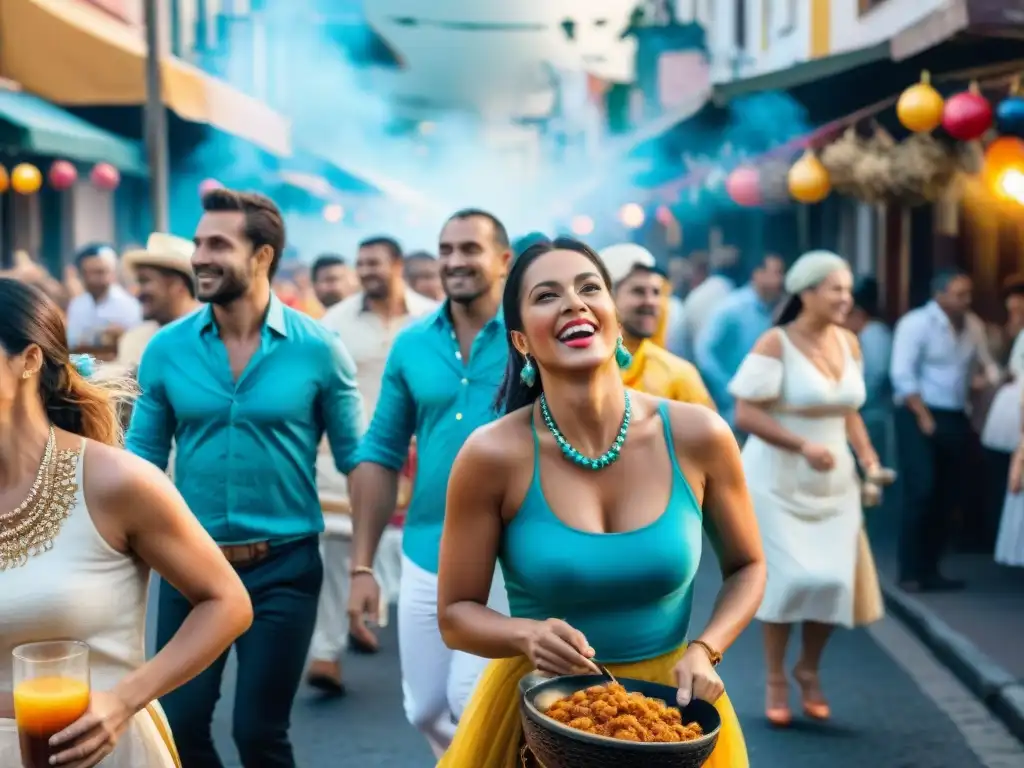 Deslumbrante escena del Carnaval Uruguayo con recetas emblemáticas y alegría festiva