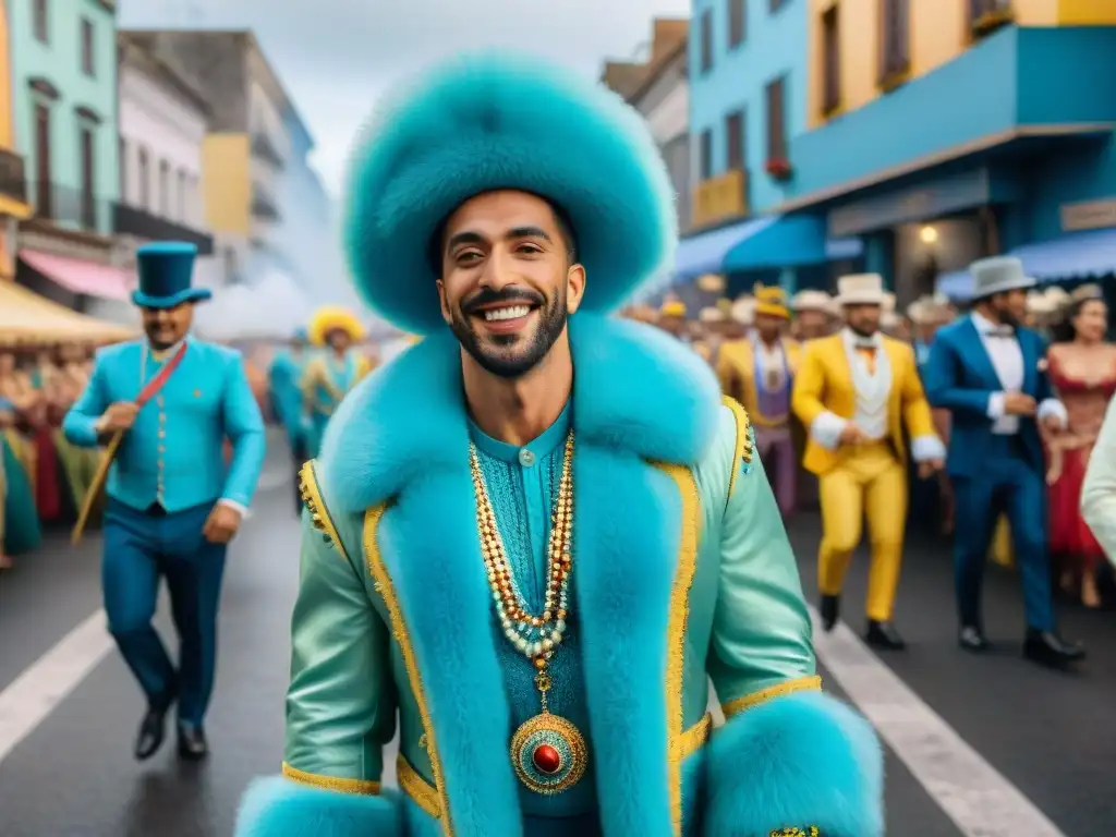 Deslumbrante pintura acuarela del vibrante desfile de Carnaval en Uruguay