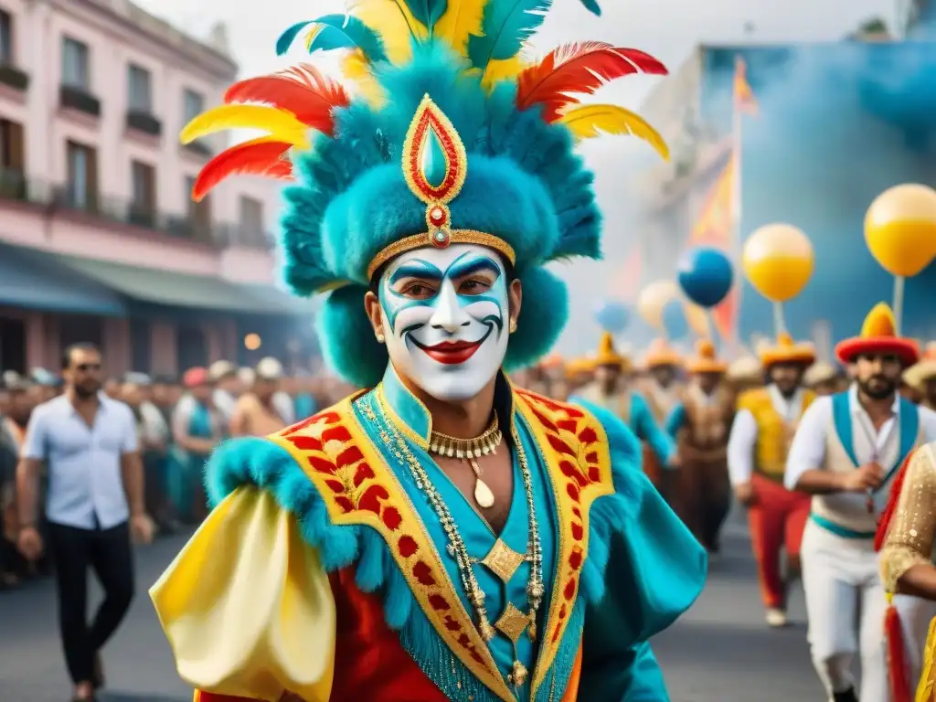 Deslumbrante vestuario del Carnaval Uruguayo en medio de la celebración