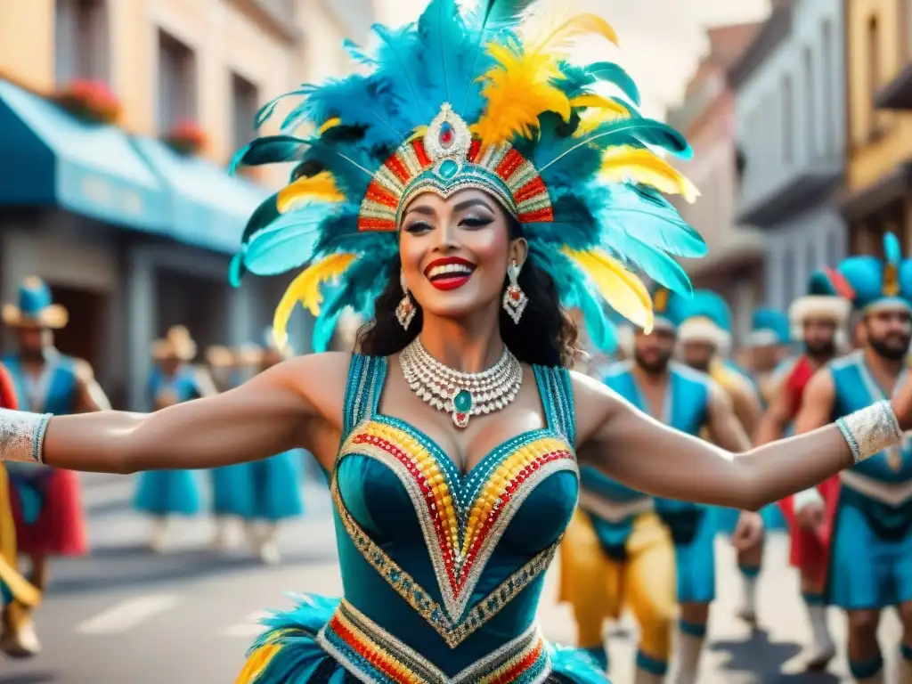 Deslumbrantes bailarines en el Carnaval de Uruguay