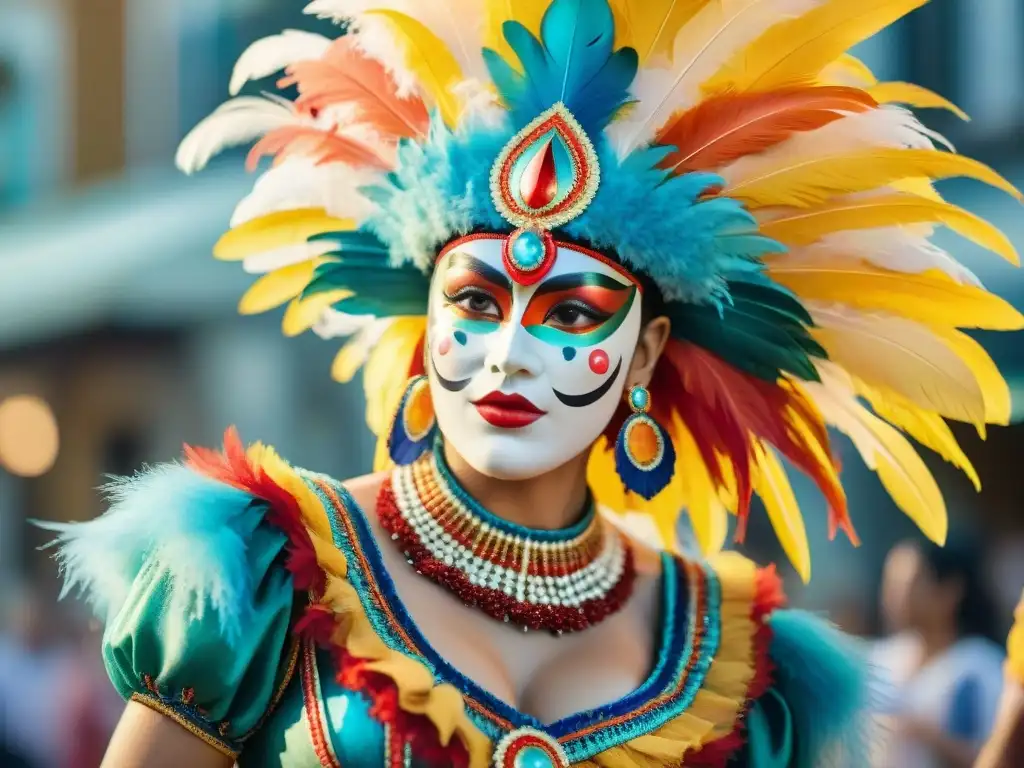 Detallado vestuario de carnaval de Uruguay: Arte minucioso y colorido