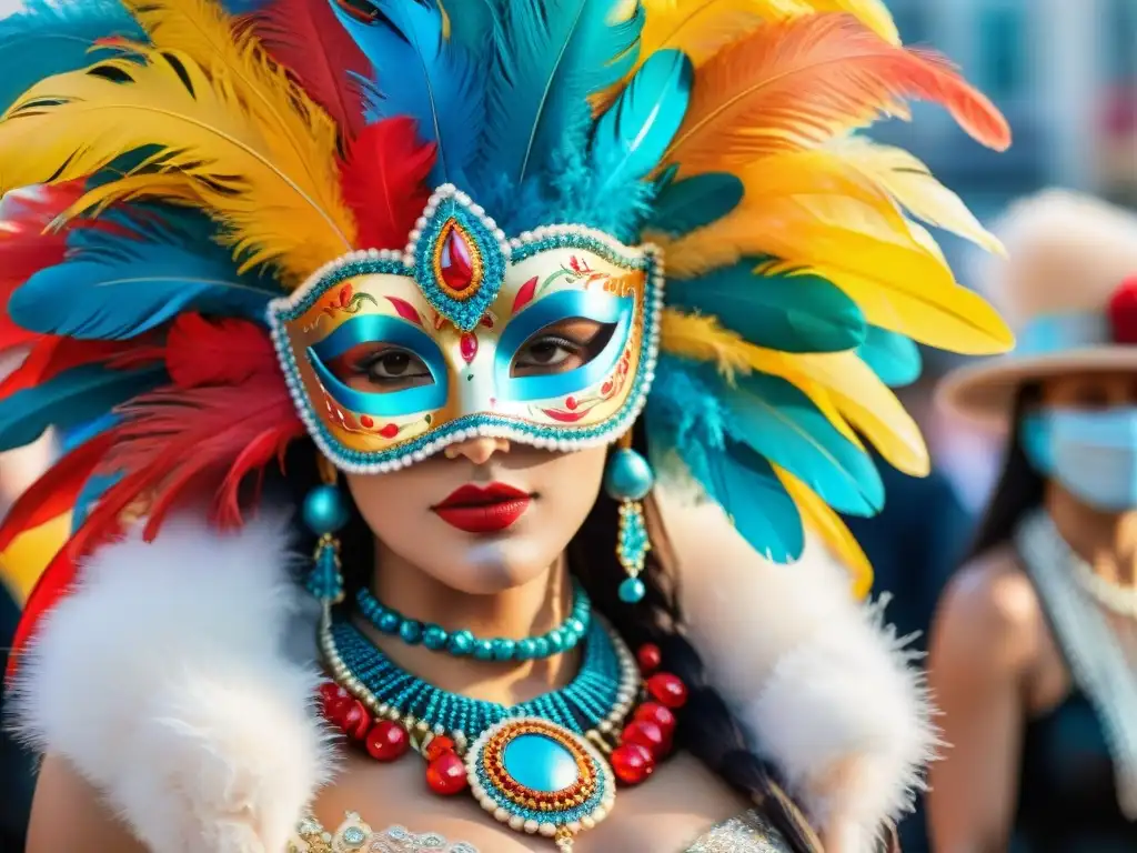 Detalles vibrantes de Accesorios Carnaval Uruguayo destacados en acuarela intricada